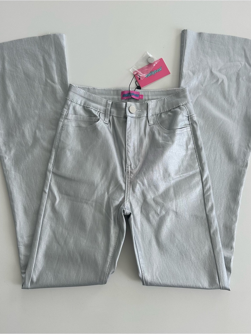 Silver Edikted Leather Pants